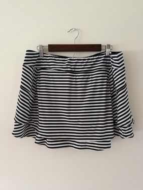 Coolibar WhiteBlack Stripe Active Outdoor Preppy Beach Swim Skort Skirt Women XL